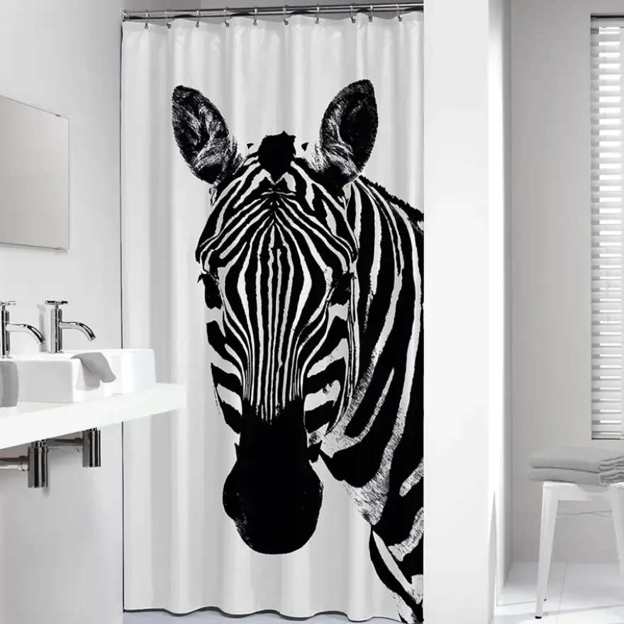 Sealskin douchegordijn zebra 180x200cm zwart/wit