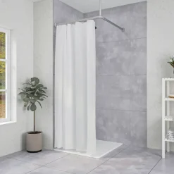 Sealskin Easy Roll douchegordijnstang mat aluminium 90x90 cm incl. haken en plafondsteun