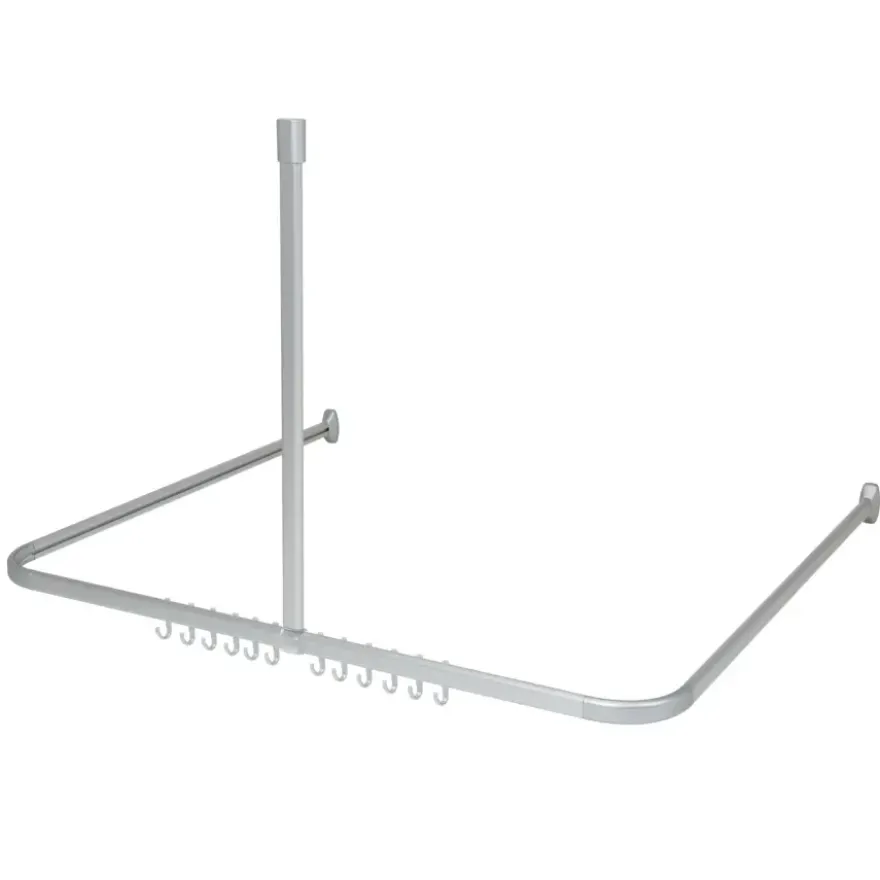 Sealskin Easy Roll douchegordijnstang mat aluminium 90x90 cm incl. haken en plafondsteun