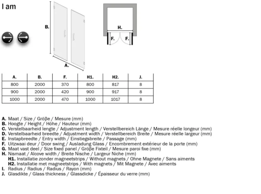 Sealskin Pendeldeur voor Nis I AM 100x200 cm Chroom