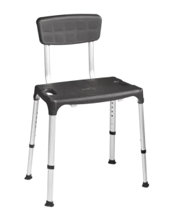 Secucare douchestoel Quatrro met rugleuning verstelbaar Hoogte 39-54 cm zwart