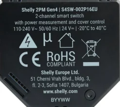 Shelly 2PM Gen4 slimme schakelaar & energiemeter WiFi (2-kanaals)