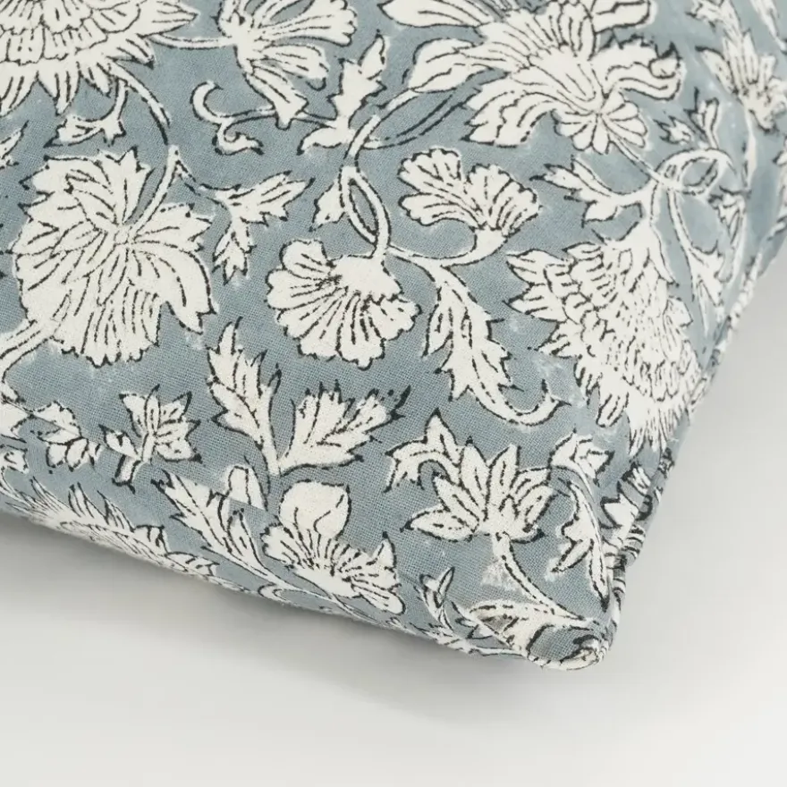 Sierkussen bloemen blauw - l45xb45xh10cm