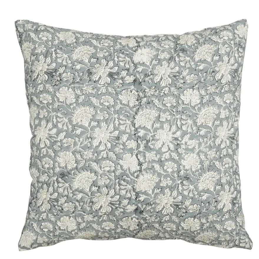 Sierkussen bloemen blauw - l45xb45xh10cm