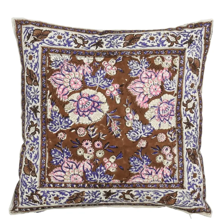 Sierkussen bloemen bruin - l45xb45xh10cm