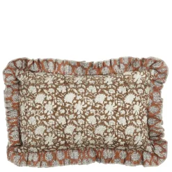 Sierkussen bloemen donker bruin - l55xb35xh10cm