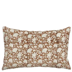 Sierkussen bloemen donker bruin - l55xb35xh10cm