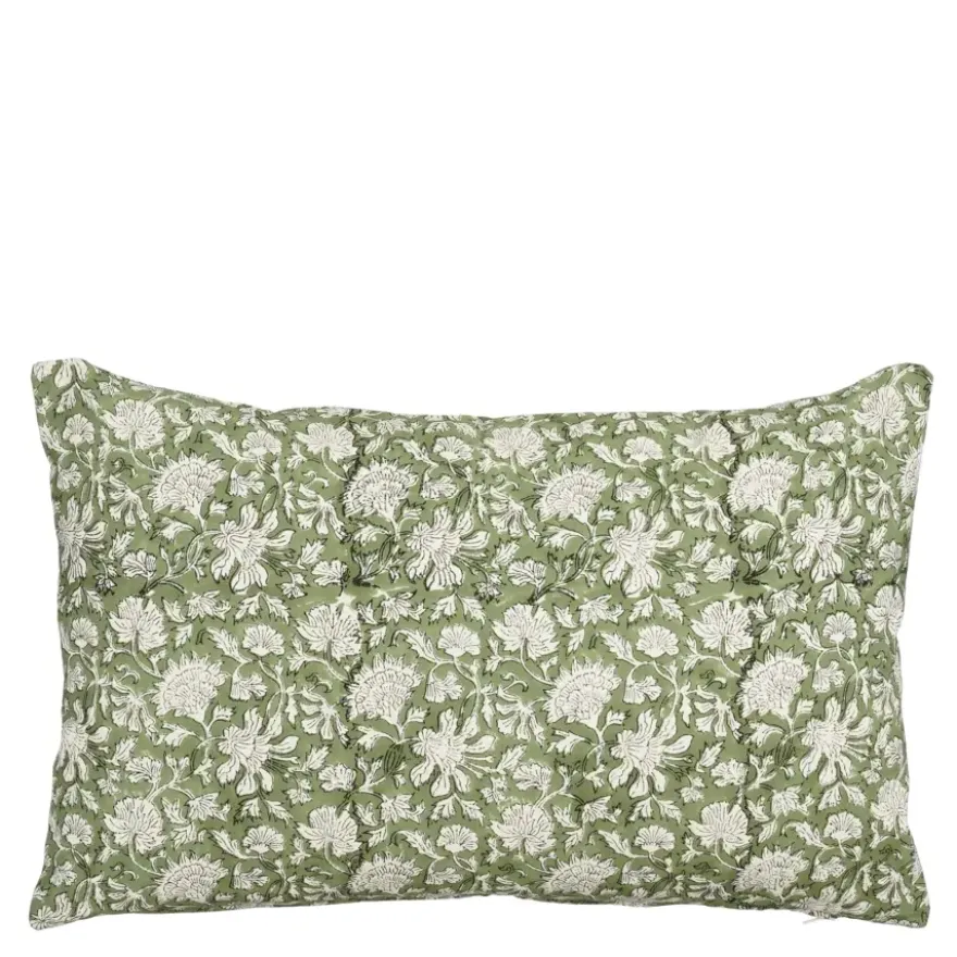 Sierkussen bloemen groen - l55xb35xh10cm