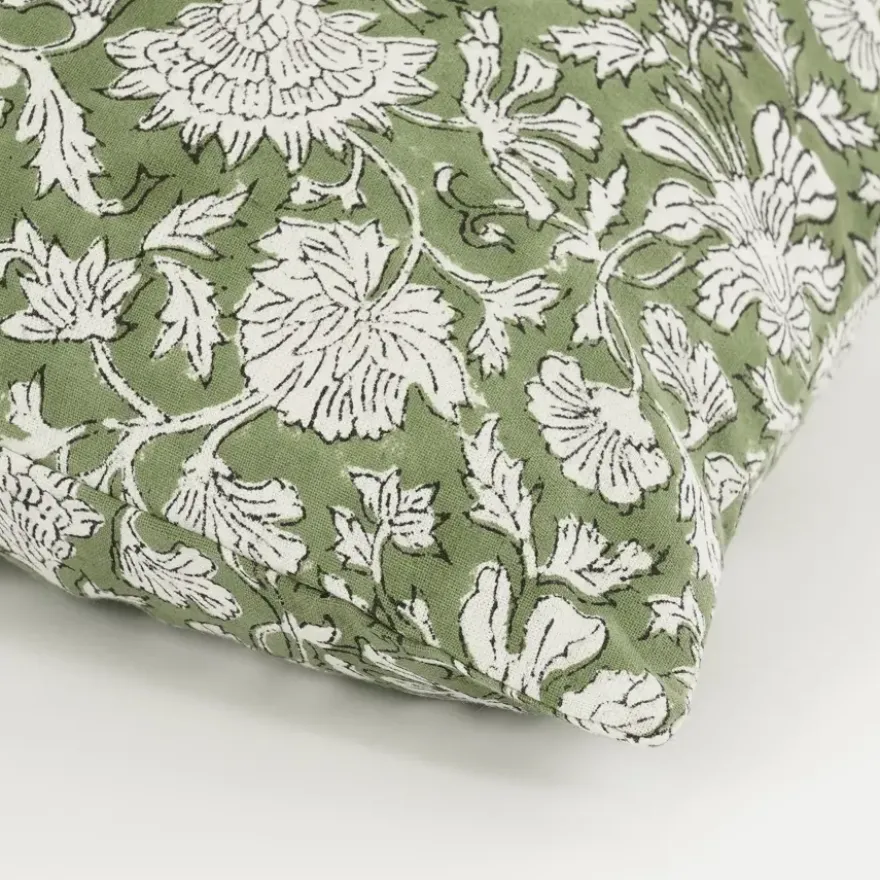 Sierkussen bloemen groen - l55xb35xh10cm