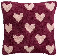 Sierkussen hart donker roze - l45xb45xh10cm
