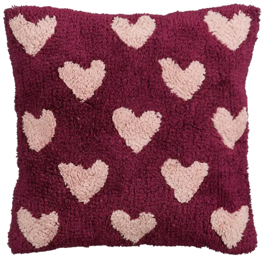 Sierkussen hart donker roze - l45xb45xh10cm