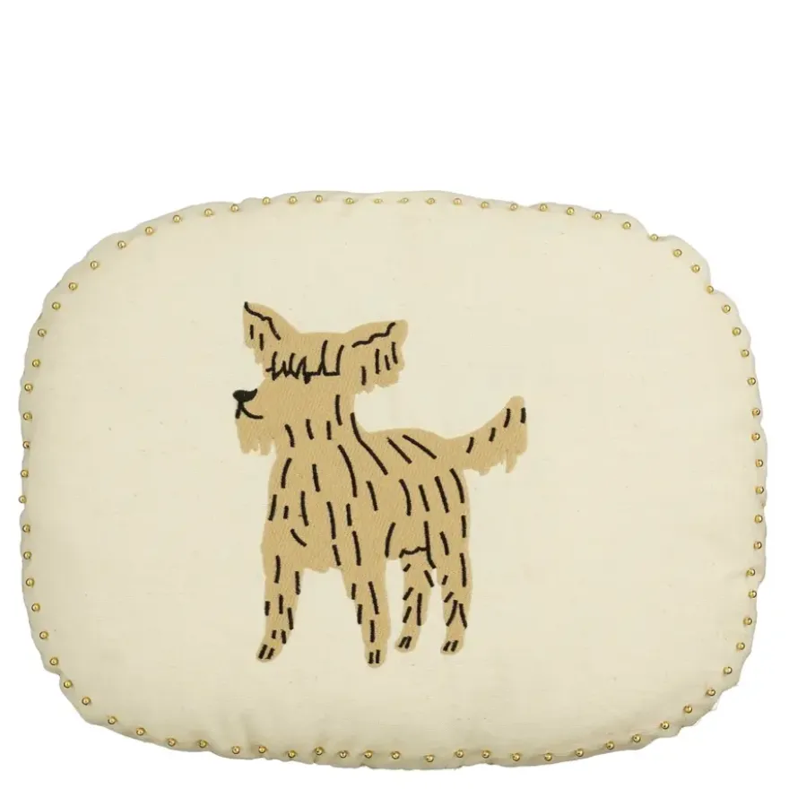 Sierkussen ovaal hond crème - l45xb35xh10cm