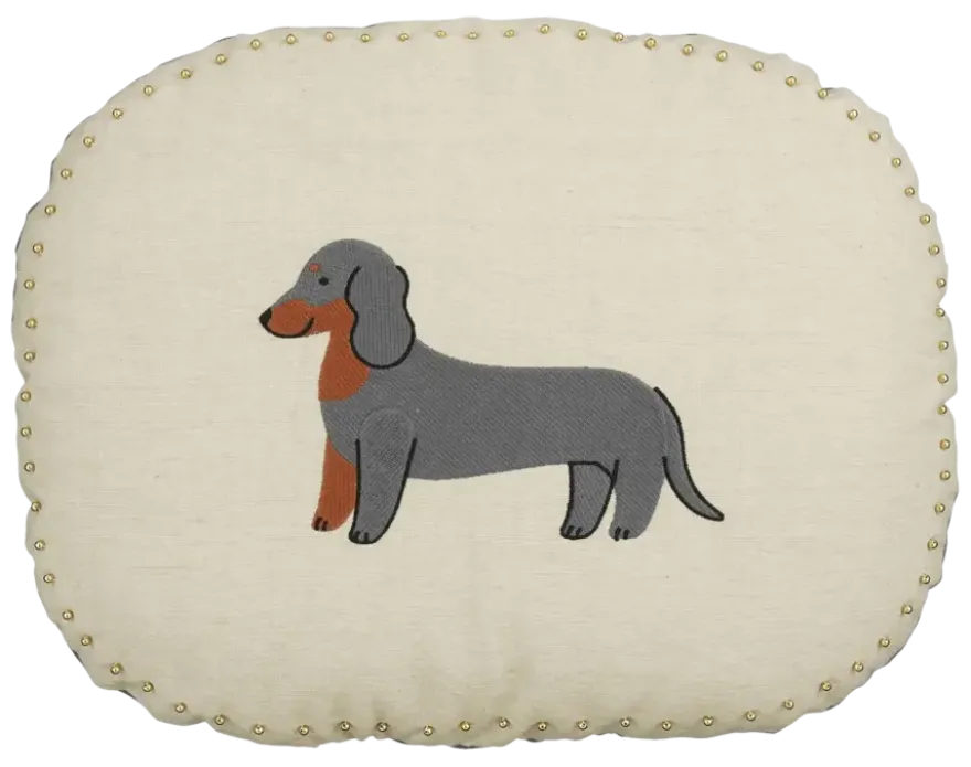 Sierkussen ovaal hond donker grijs - l45xb35xh10cm