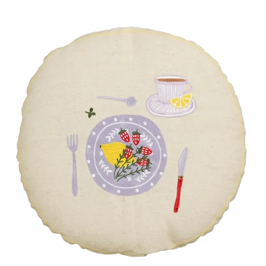 Sierkussen rond lila - h10xd45cm