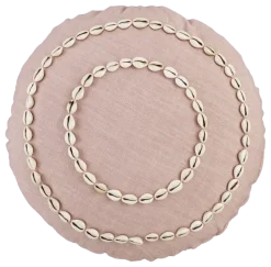 Sierkussen rond schelp l.roze - h10xd45cm