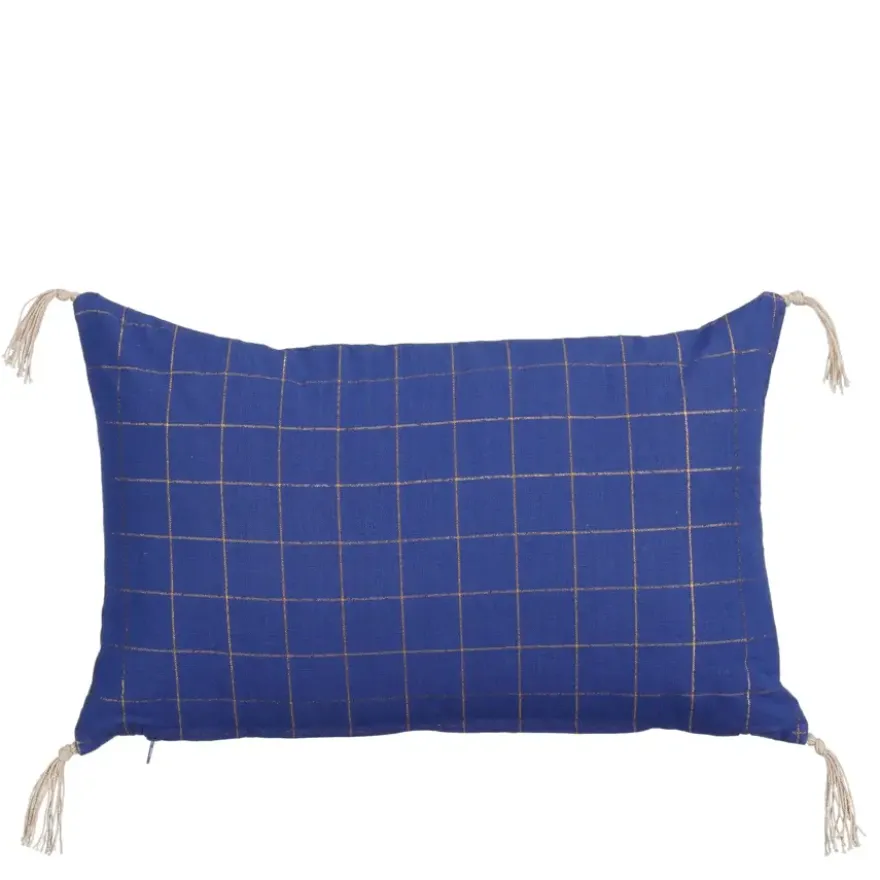 Sierkussen ruit blauw - l55xb35xh10cm