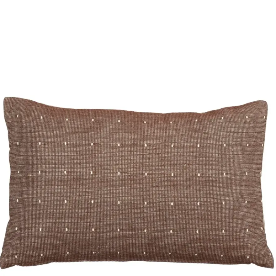 Sierkussen stip donker bruin - l55xb35xh10cm