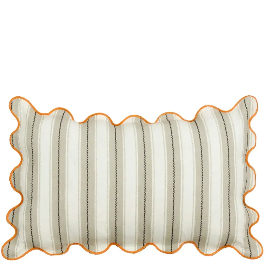 Sierkussen strepen taupe - l55xb35xh10cm