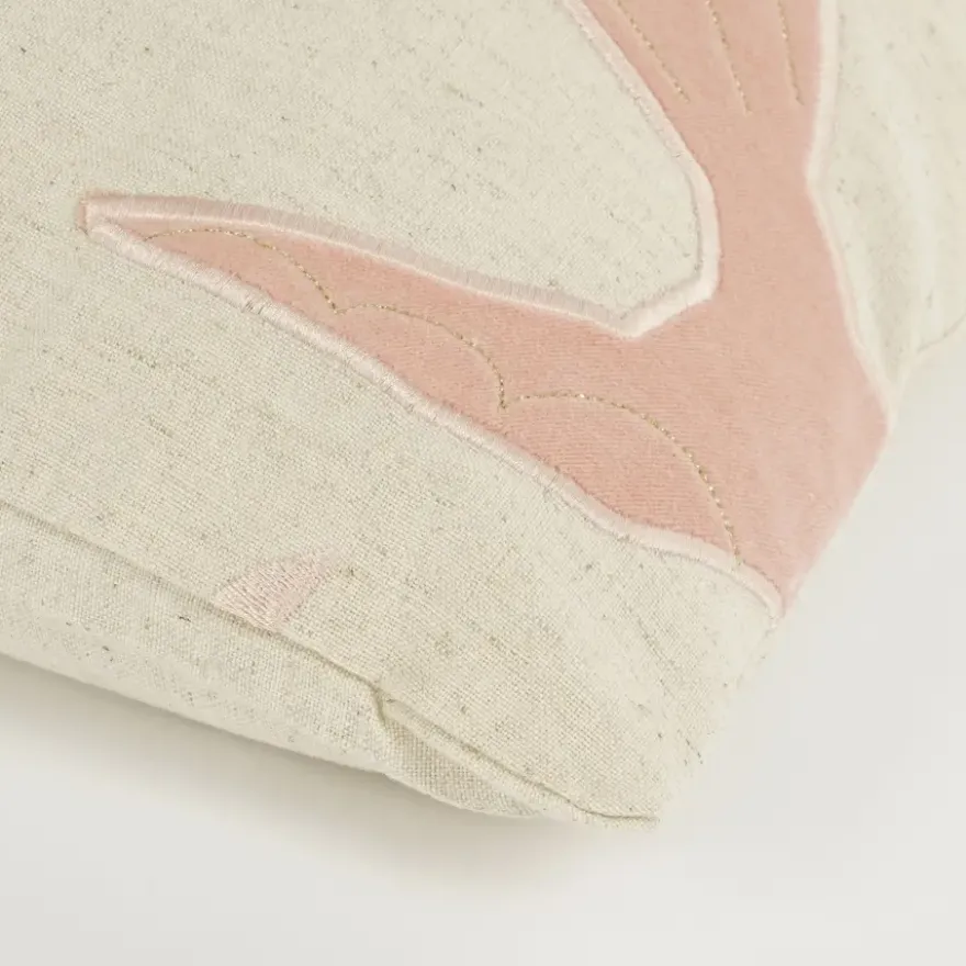 Sierkussen vogel licht roze - l55xb35xh10cm