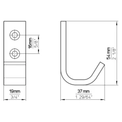 Siro jashaak Boaz zwart zamak – geschikt voor lattenwand 1,9 cm – 1 stuk