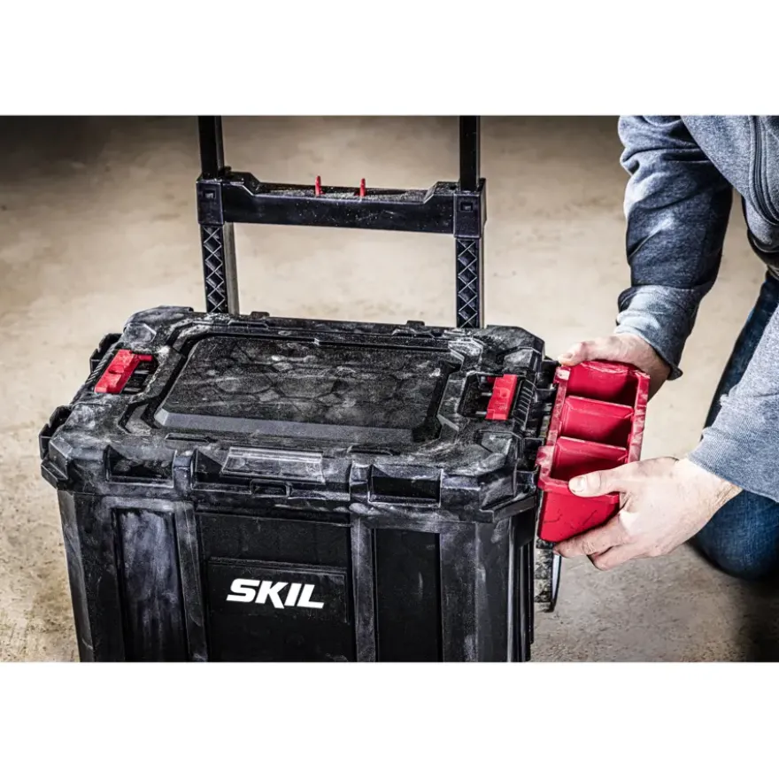 SKIL Gereedschapswagen / gereedschapstrolley met 4-in-1 grote stapelbare gereedschapskoffer set