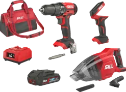 Skil 20V accuboormachine, LED-lamp & handstofzuiger incl. 2.0Ah accu+lader combinatieset