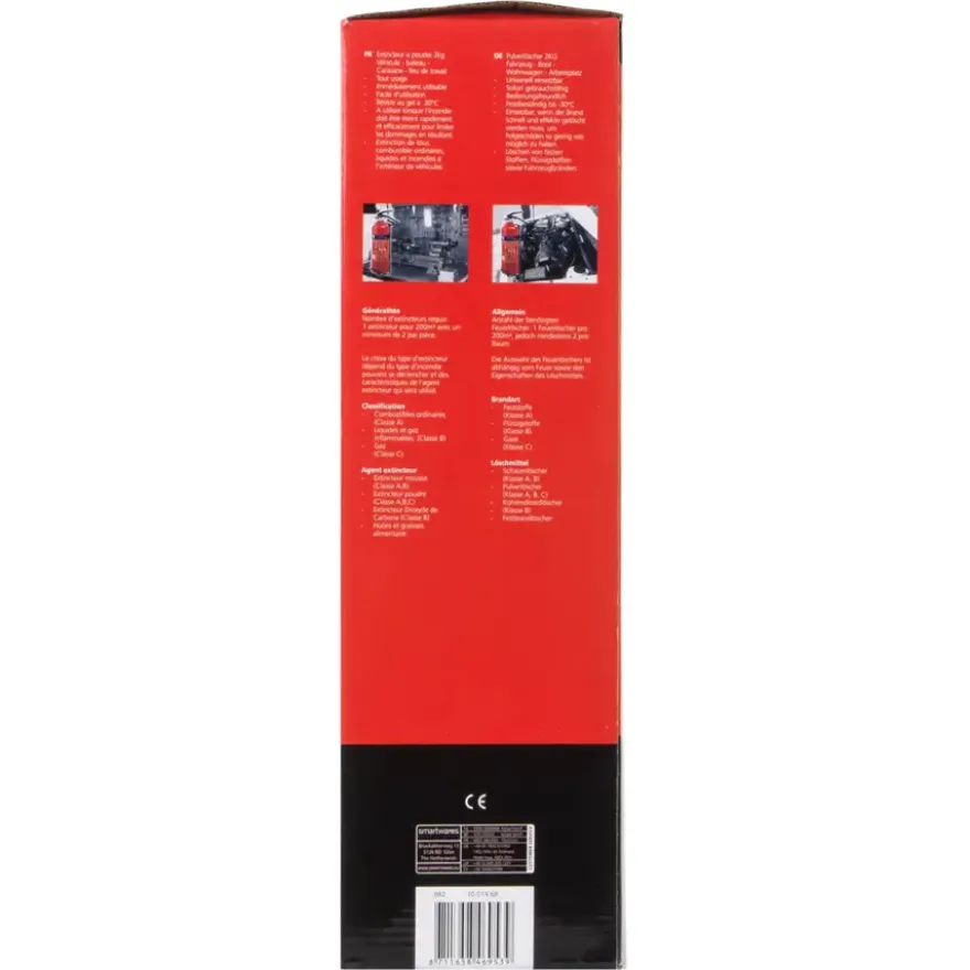 Smartwares Brandblusser BB2 Poeder 2 kg Brandklasse ABC Inclusief Ophangbeugel