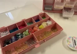 Sorteerdoos met 7 vakken roze