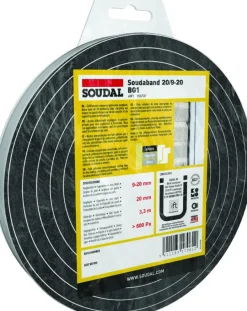 Soudal gecomprimeerde zwelband 9-20mm, 20mm breed en 3,3m lang