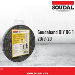 Soudal gecomprimeerde zwelband 9-20mm, 20mm breed en 3,3m lang
