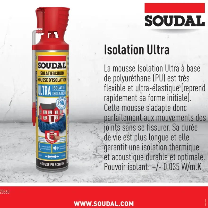 Soudal pur bouwschuim ultra isolatie foam 600 ml