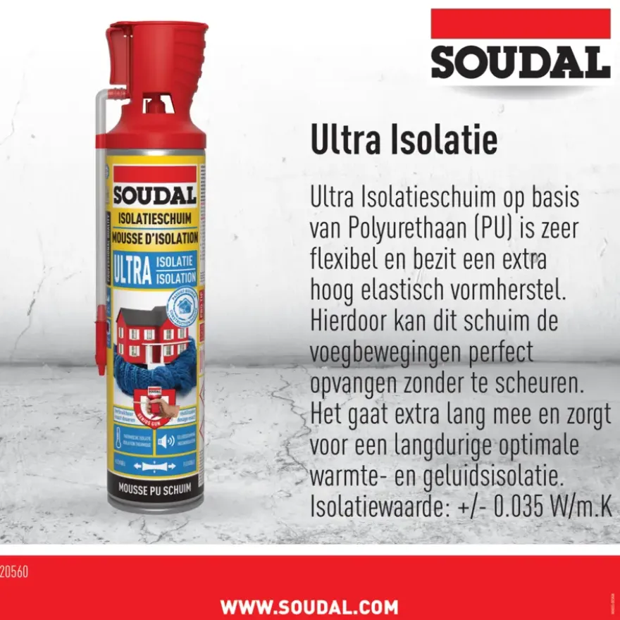 Soudal pur bouwschuim ultra isolatie foam 600 ml