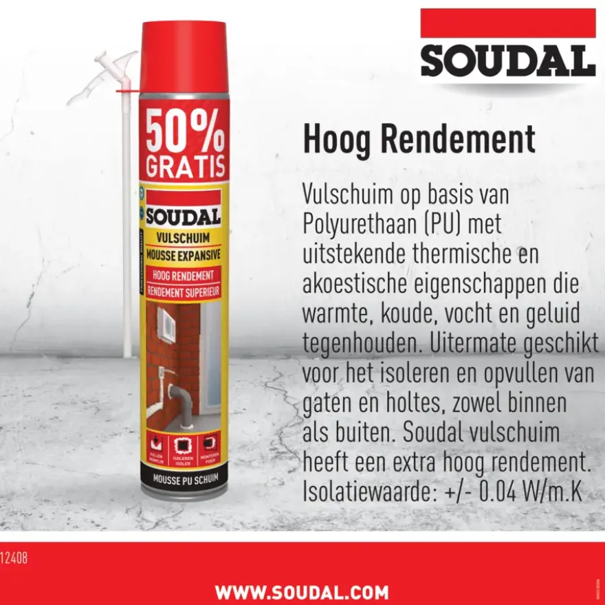 Soudal PU-schuim 750 ml (250 ml gratis)