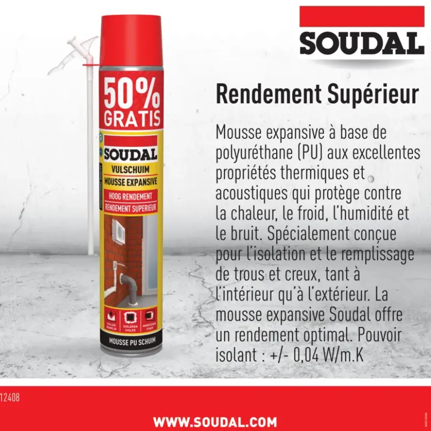 Soudal PU-schuim 750 ml (250 ml gratis)