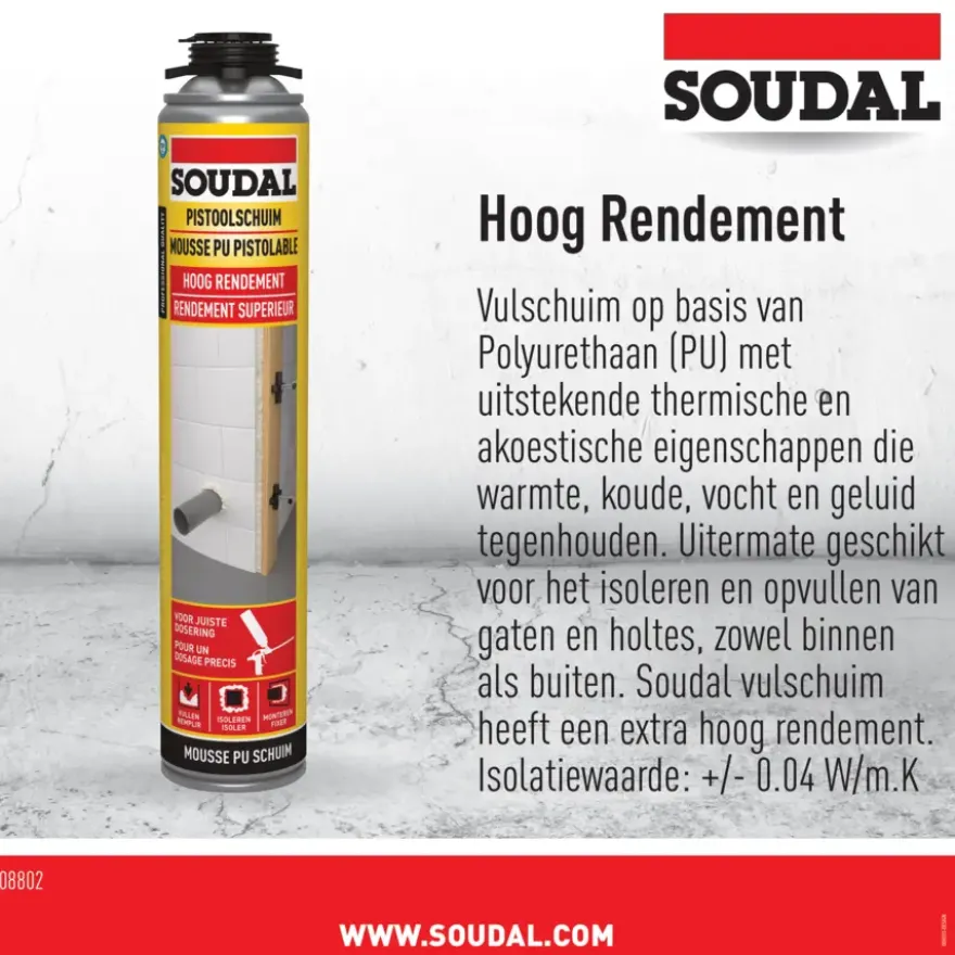 Soudal PU-schuim 750ml voor schuimpistool
