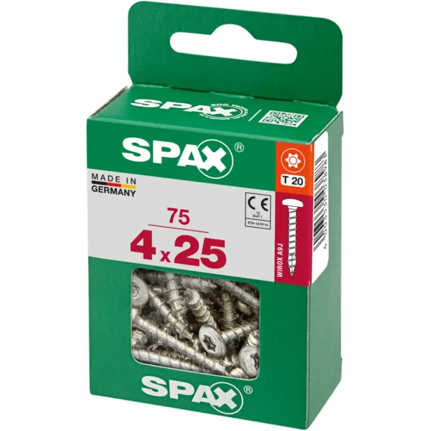 Spax schroef bolkop wirox 4x25 mm 75 stuks