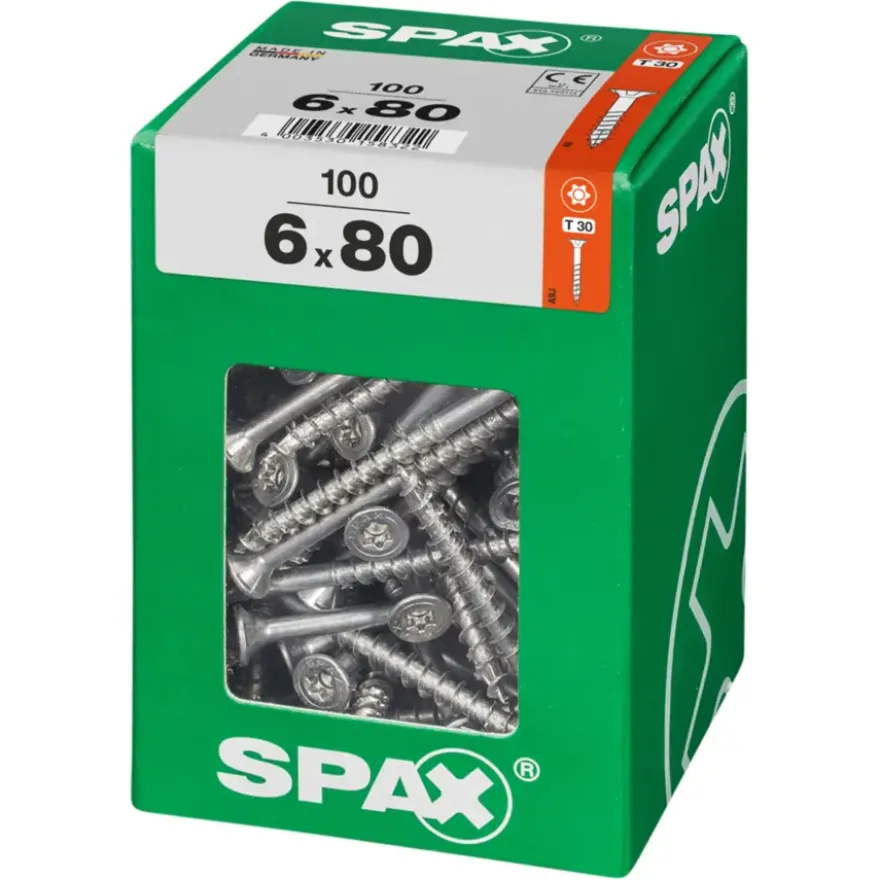 Spax schroef T-Star Plus geel 6x80 mm 100 stuks