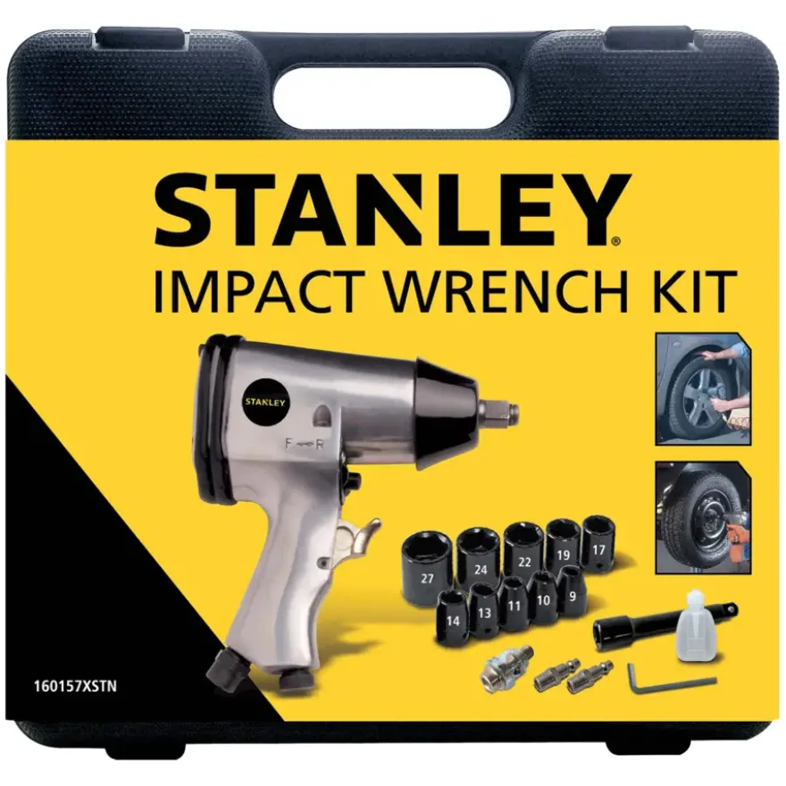 Stanley pneumatische slagmoersleutel + 16-delige accessoireset