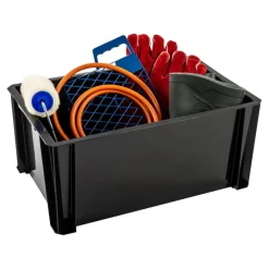 Stapelbare opbergbox Heavy Duty 36 liter zwart