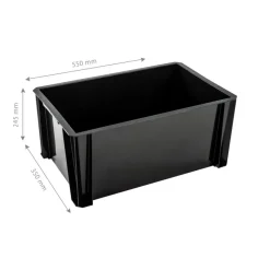Stapelbare opbergbox Heavy Duty 36 liter zwart