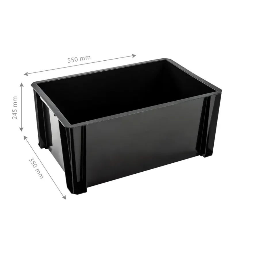 Stapelbare opbergbox Heavy Duty 36 liter zwart