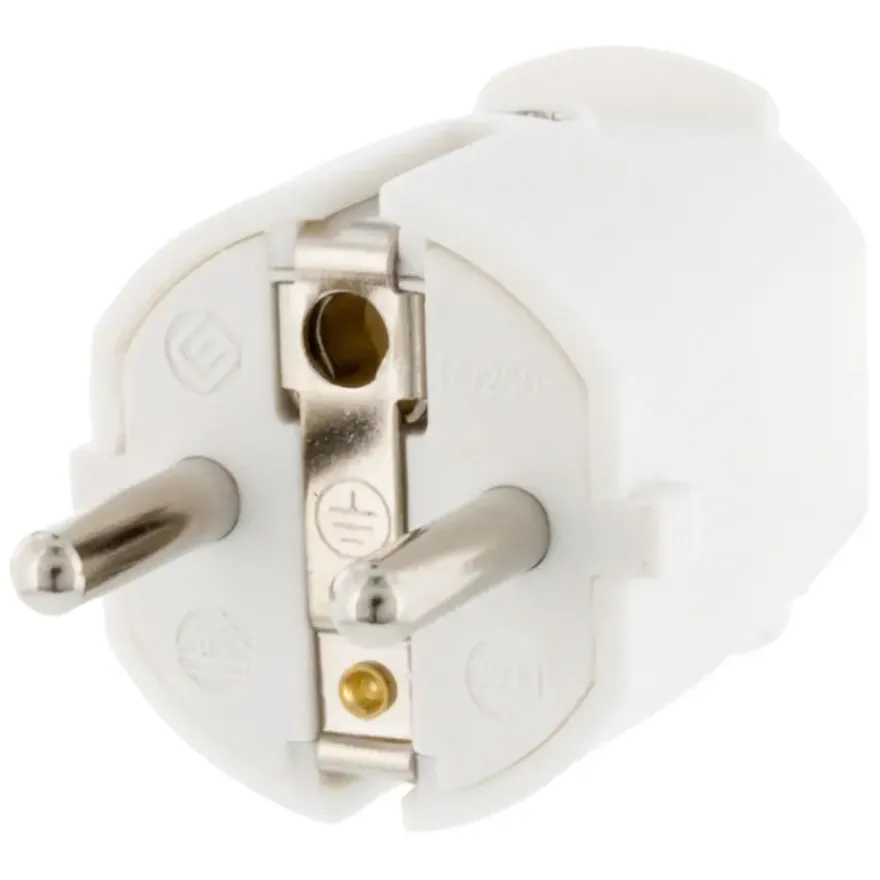Stekker PVC Randaarde Wit