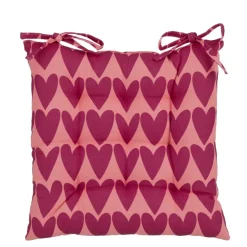 Stoelkussen hartjes 40 x 40 x 5 cm roze