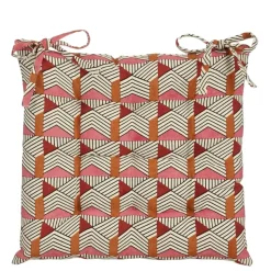 Stoelkussen tuin katoen geometrisch design roze 40 x 40 x 5 cm