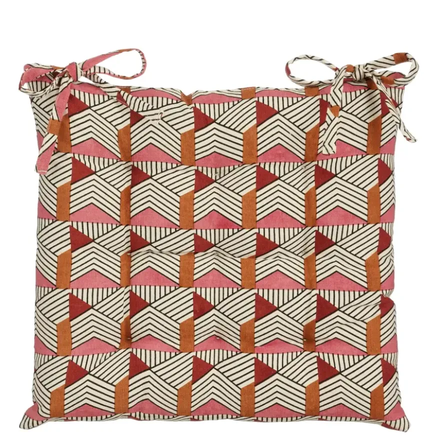 Stoelkussen tuin katoen geometrisch design roze 40 x 40 x 5 cm