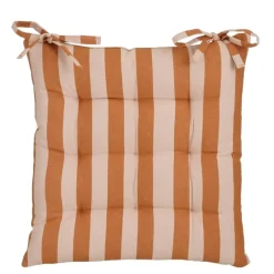 Stoelkussen tuin katoen streep bruin 40 x 40 x 5 cm