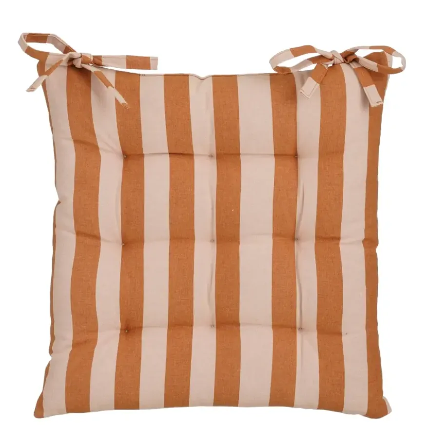 Stoelkussen tuin katoen streep bruin 40 x 40 x 5 cm