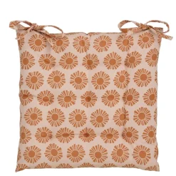 Stoelkussen tuin katoen zon design oranje 40 x 40 x 5 cm