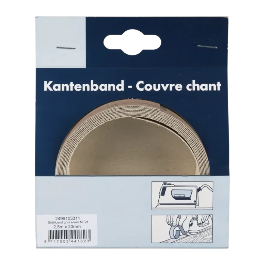 Strijkband grijs eiken 23 mm 2,5 m