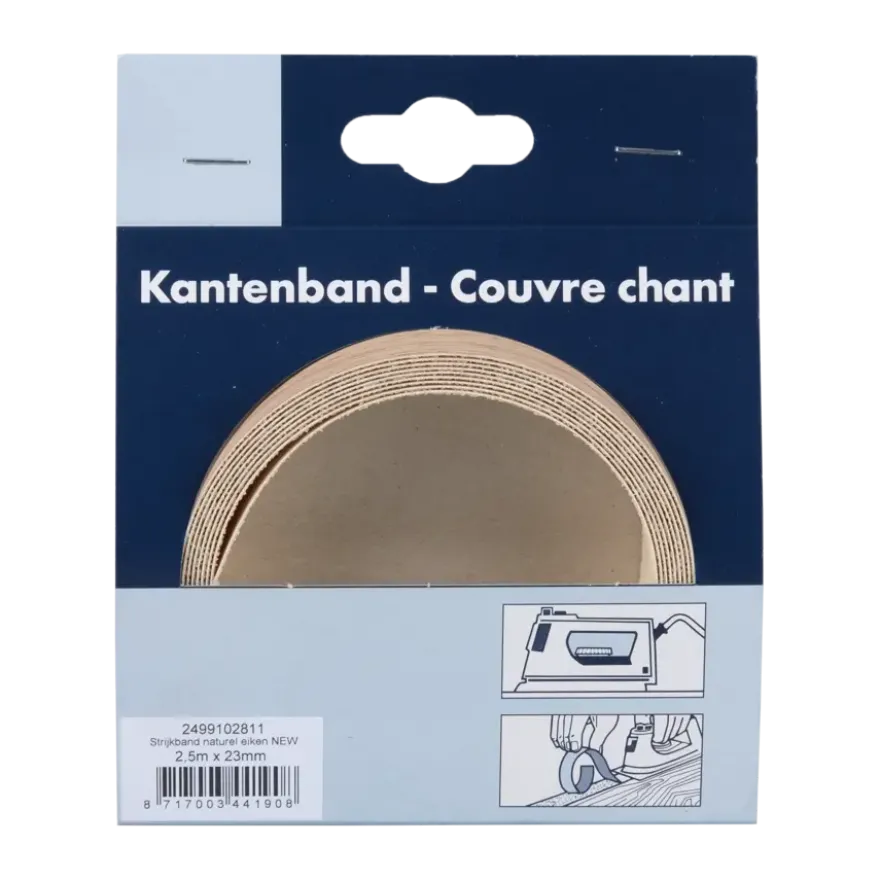 Strijkband naturel eiken 23 mm 2,5 m